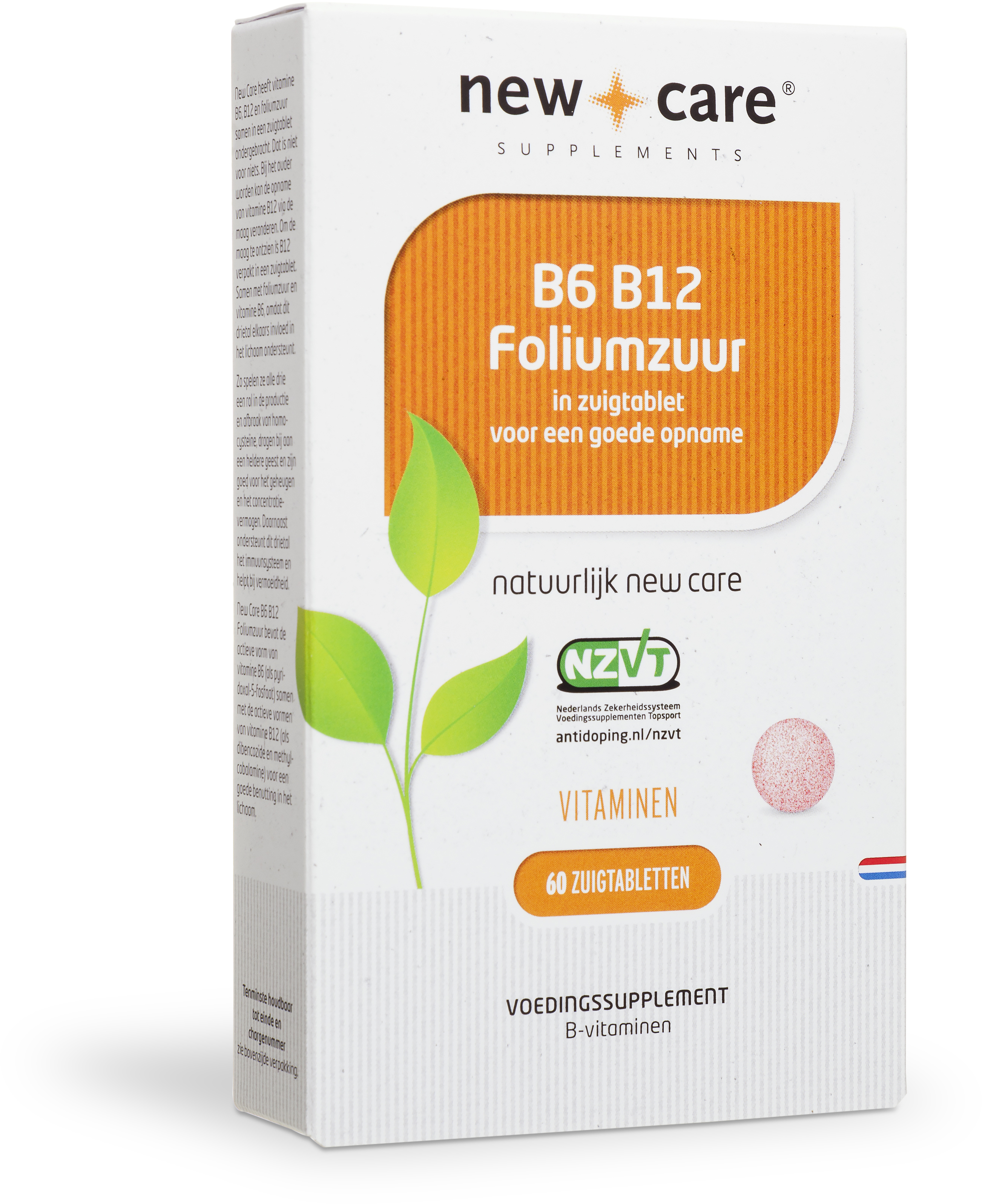 Aan het liegen Ruwe olie Tante New Care B6 B12 Foliumzuur 60 zuigtabletten | Budoshop Teejoos