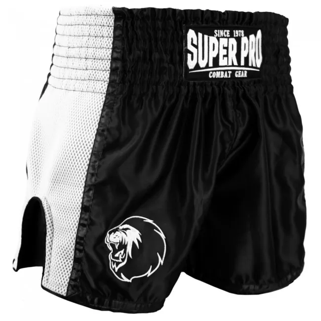 Super pro kickboksshort brave zwart wit p1213