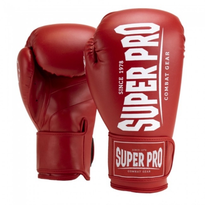Super pro bokshandschoenen champ rood wit p1199