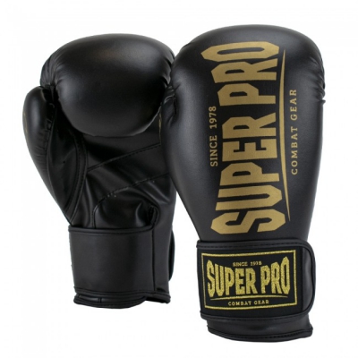 Super pro bokshandschoenen champ zwart goud p1198