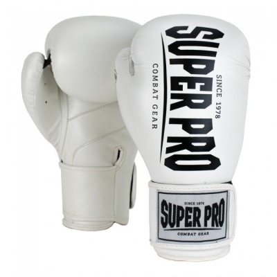 Super pro bokshandschoenen champ wit zwart p1197