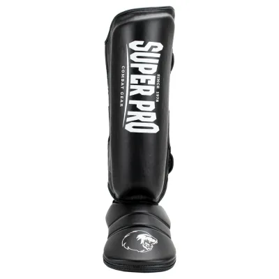 Super pro lederen scheenbeschermer protector zwart p1170