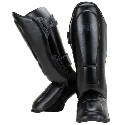 Super pro lederen scheenbeschermer guardian zwart p1053
