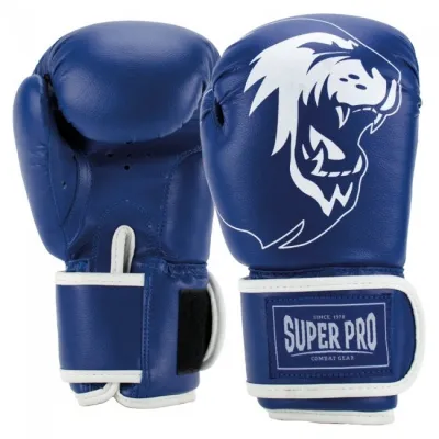 Super pro bokshandschoenen talent blauw wit p1023