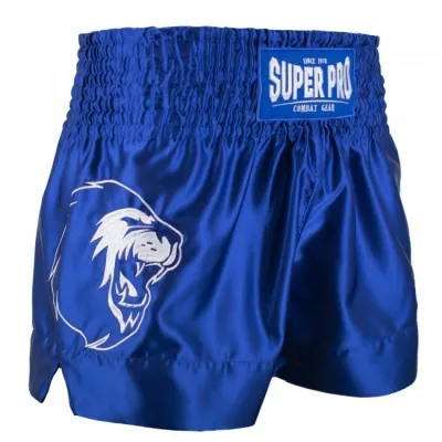 Super pro kickboksbroek hero blauw wit p1211