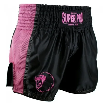 Super pro kickboksshort brave zwart roze p1216